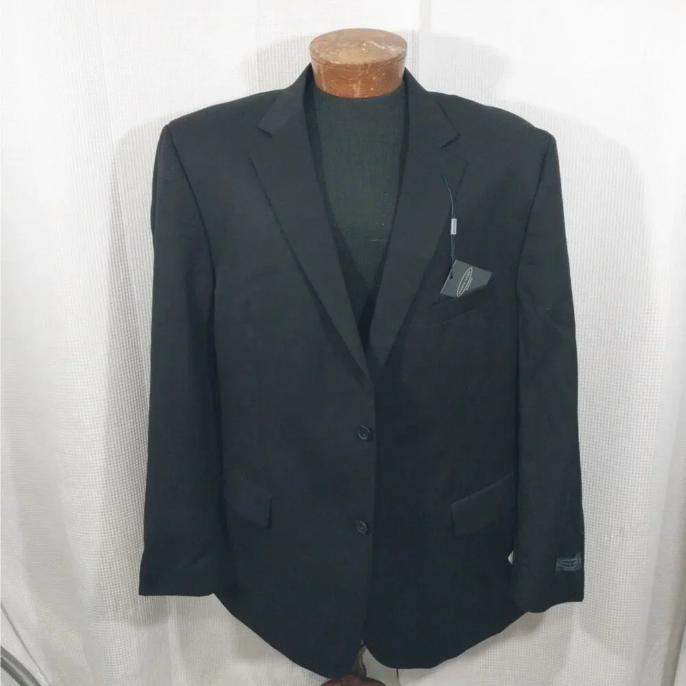 NWT@$395! PRONTO UOMO! PLATINUM LUXE BLACK 100% FINE WOOL DRESS JACKET! SZ 48L